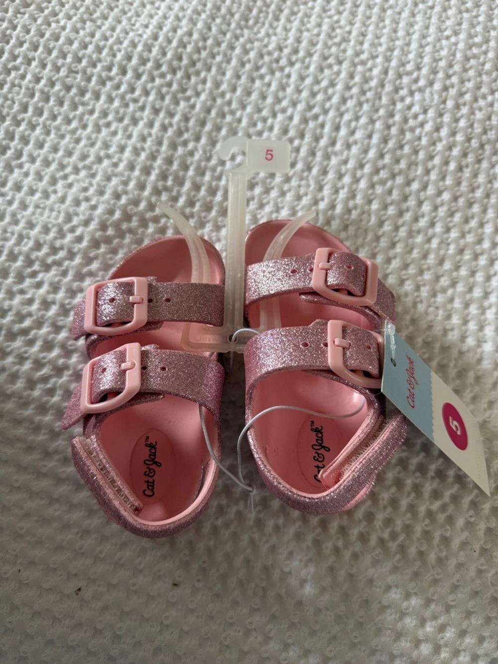 Cat & Jack Pink Glitter Double-Buckle Toddler Sandals